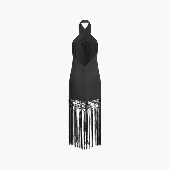 Capri Fringed Open Back Halter Midi Dress - Picture 4 of 4